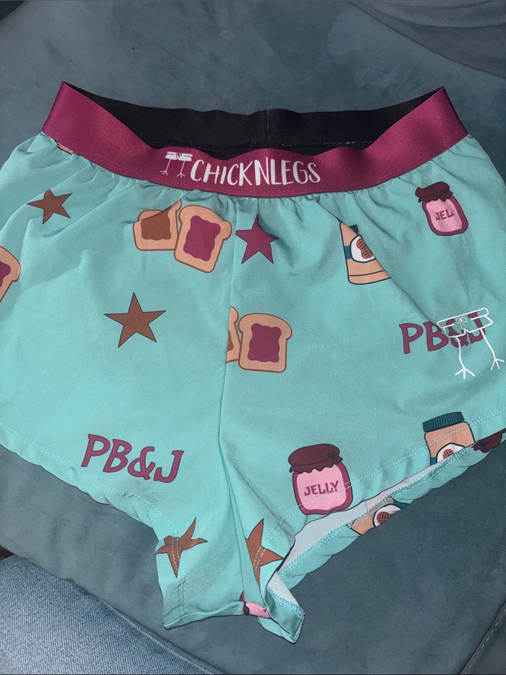 ChicknLegs Men’s Athletic Shorts in Aqua PB&J Print